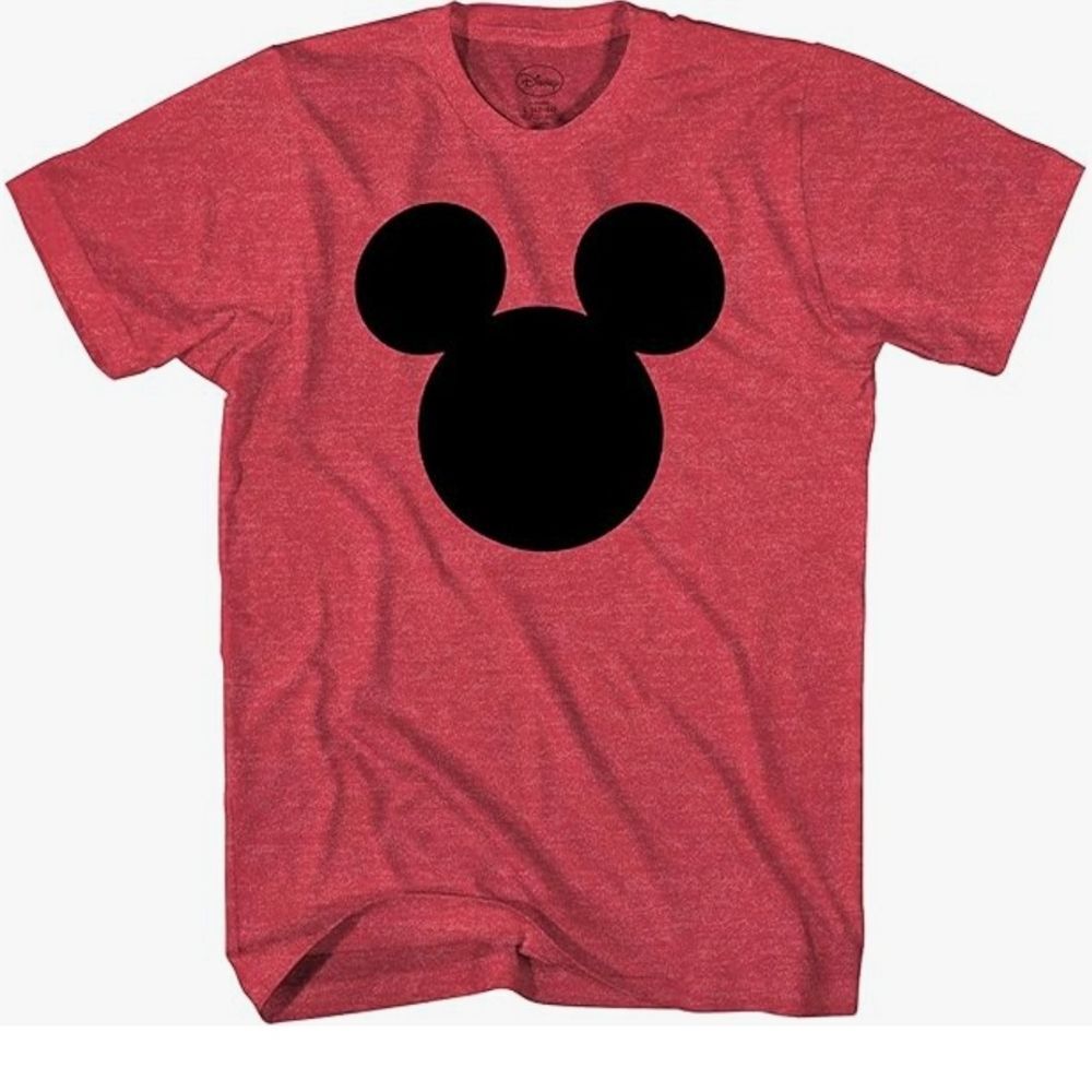 Mens Red heather  short sleeve T-Shirt with Black Mickey Mouse Silhouette sz 3X